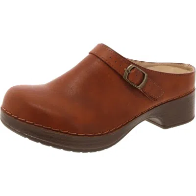 Easy Works By Easy Street Shira Womens Faux Leather Slip On Clogs In Brown