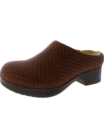 Easy Works By Easy Street Soleia Womens Faux Leather Woven Clogs In Brown