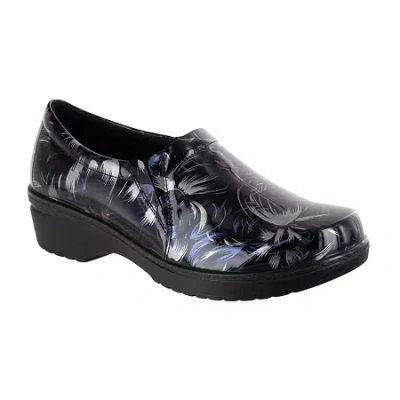 Easy Works By Easy Street Tiffany Womens Round Clogs In Animal Print