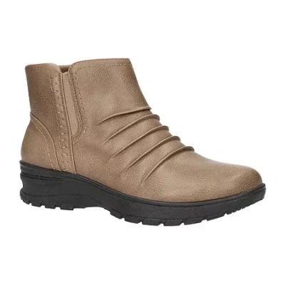Easy Works By Easy Street Womens Autumn Flat Heel Booties In Brown