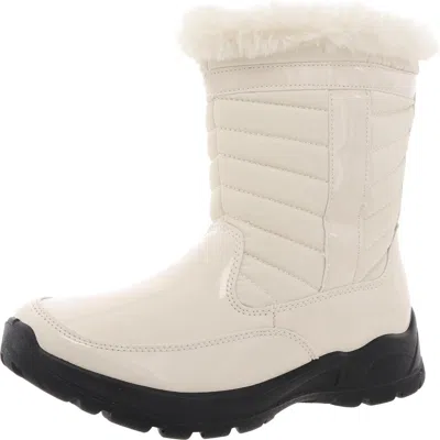 Easy Works By Easy Street Womens Faux Fur Patent Booties In Multi