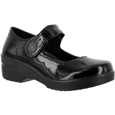 Easy Works By Easy Street Womens Patent Slip Resistant Work And Safety Shoes In Black