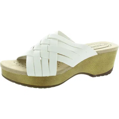 Easy Works By Easy Street Womens Strappy Man Made Platform Sandals In White