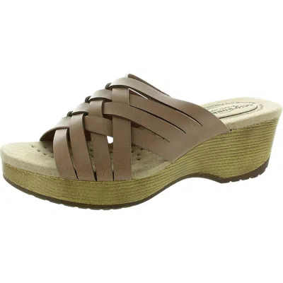 Easy Works By Easy Street Womens Strappy Man Made Slide Sandals In Brown