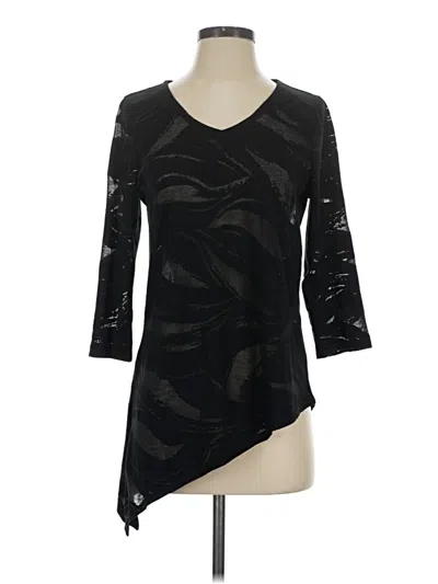 Pre-owned Easywear By Chico's 3/4 Sleeve Top Black One Shoulder Neckline Tops