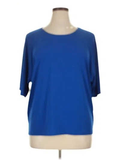 Pre-owned Easywear By Chico's 3/4 Sleeve Top Blue Boatneck Tops