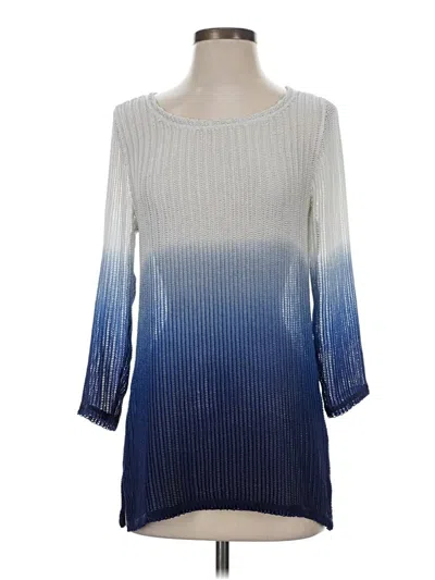Pre-owned Easywear By Chico's 3/4 Sleeve Top Blue Boatneck Tops