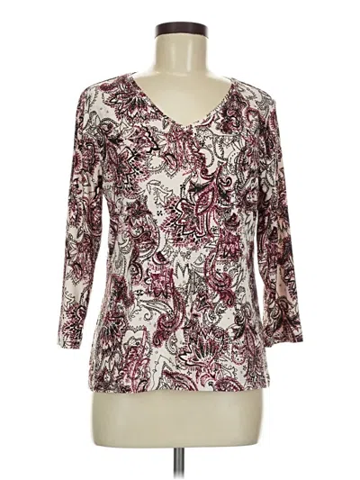 Pre-owned Easywear By Chico's 3/4 Sleeve Top Burgundy V-neck Tops