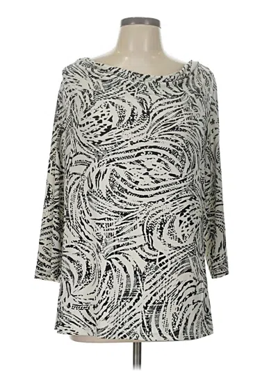 Pre-owned Easywear By Chico's 3/4 Sleeve Top Gray Boatneck Tops