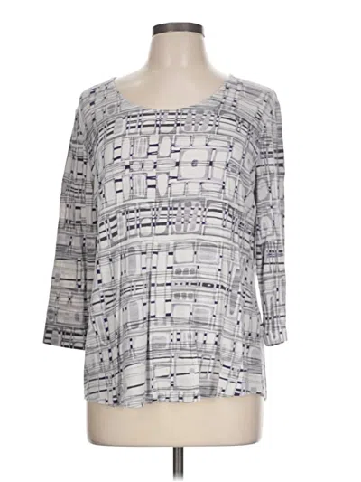Pre-owned Easywear By Chico's 3/4 Sleeve Top Gray Square Neckline Tops