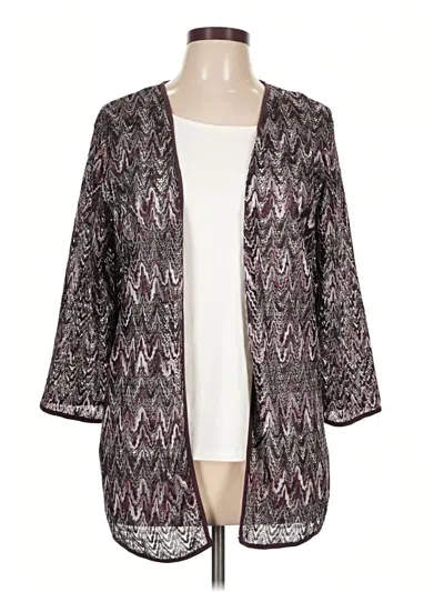 Pre-owned Easywear By Chico's Cardigan Sweater In Gray