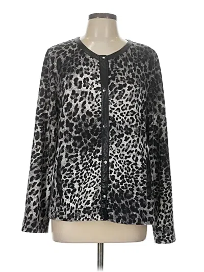 Pre-owned Easywear By Chico's Cardigan Sweater In Silver