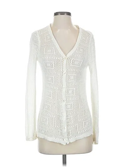 Pre-owned Easywear By Chico's Cardigan Sweater In White