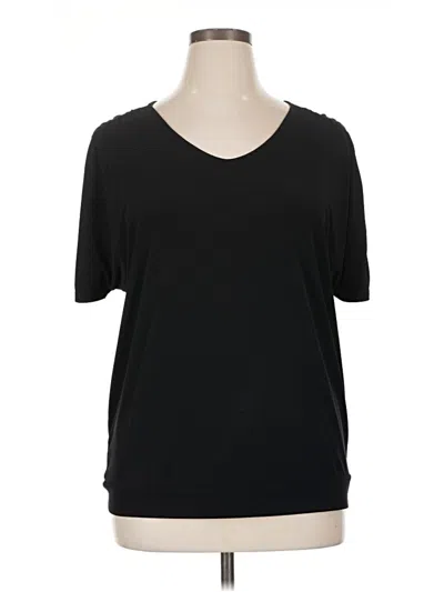 Pre-owned Easywear By Chico's Short Sleeve Top Black Scoop Neck Tops