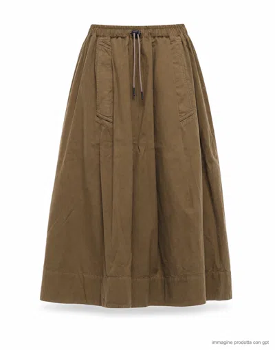 Eat Dust 673 Canteen Green Wide Pleated Midi Skirt