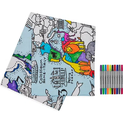 Eat Sleep Doodle World Map Tablecloth In Multi