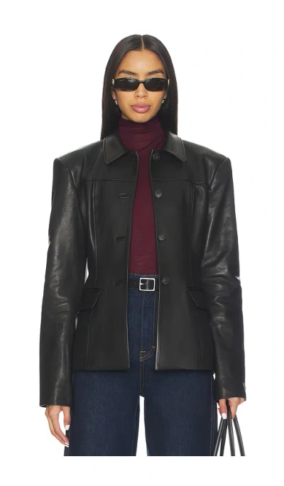 Eaves Aina Leather Cinched Jacket In Black