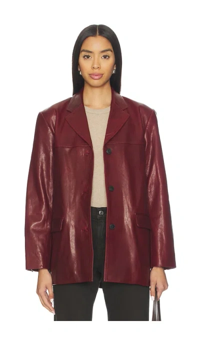 Eaves Aroa Leather Blazer Jacket In Brown