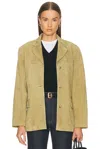 Eaves Aroa Suede Blazer Jacket In Brown