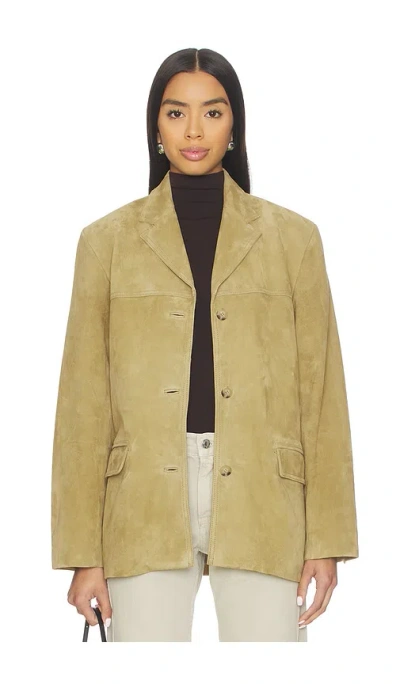 Eaves Aroa Suede Blazer Jacket In Green