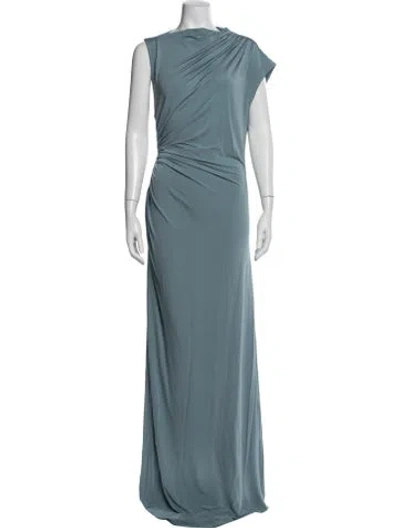 Pre-owned Eaves Asymmetrical Long Dress In Blue