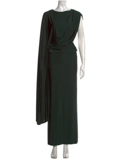 Pre-owned Eaves Asymmetrical Long Dress In Green