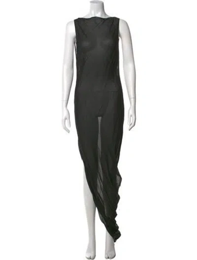 Pre-owned Eaves Bateau Neckline Long Dress In Green