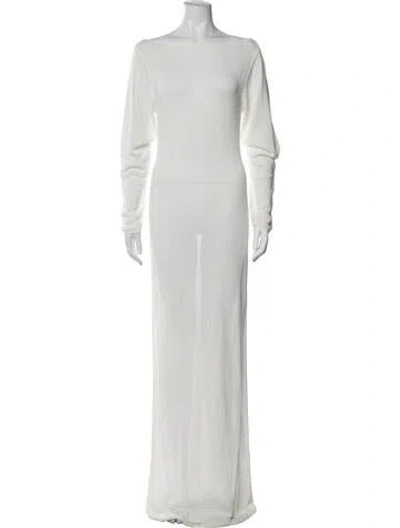 Pre-owned Eaves Bateau Neckline Long Dress W/ Tags In White