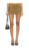 Eaves Bette Suede Mini Skirt In Neutral