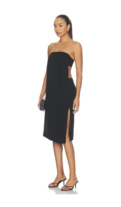 Eaves Brynn Polished Crepe Midi Dress In Black
