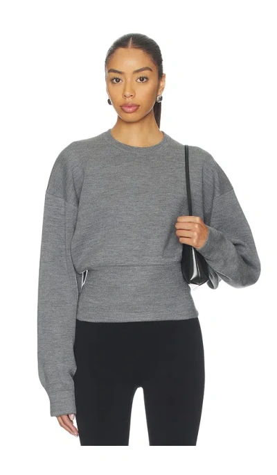 Eaves Carlie Double Faced Blouson Crewneck In Gray
