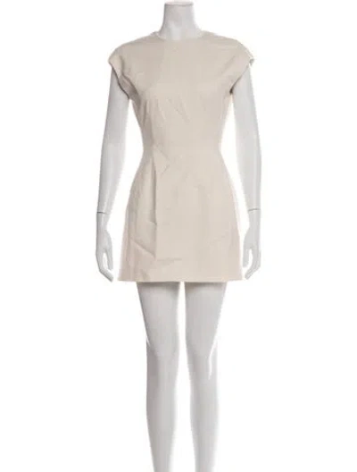 Pre-owned Eaves Crew Neck Mini Dress In Neutrals