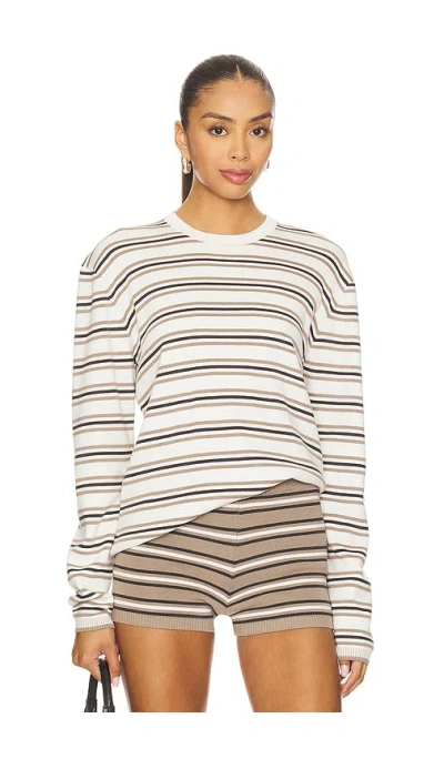 Eaves Cydnee Striped Oversized Sweater In White