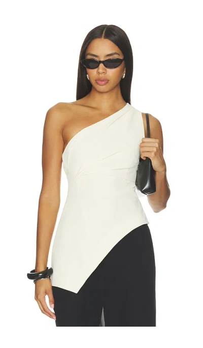 Eaves Dani Polished Crepe Asym Top In Ivory