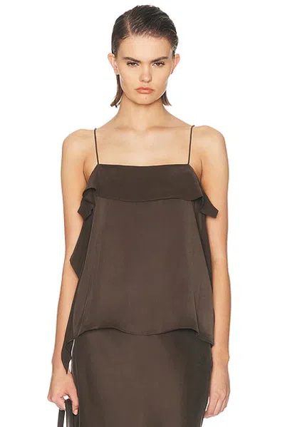 Eaves Emilia Washed Silk Top In Brown