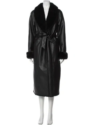 Pre-owned Eaves Faux Fur Coat In Black