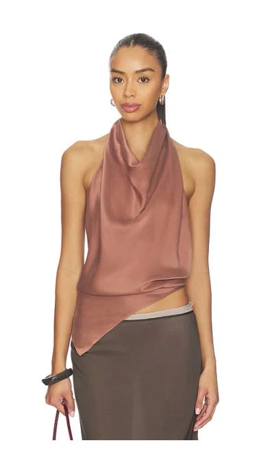 Eaves Frida Silk Top In Brown