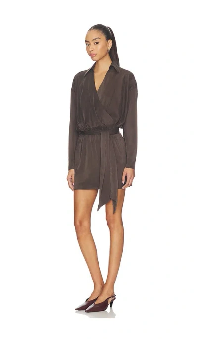 Eaves Gaia Silk Mini Dress In Brown