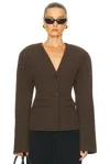 Eaves Gal Polished Crepe Blazer In Brown