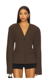 Eaves Gal Polished Crepe Blazer In Brown