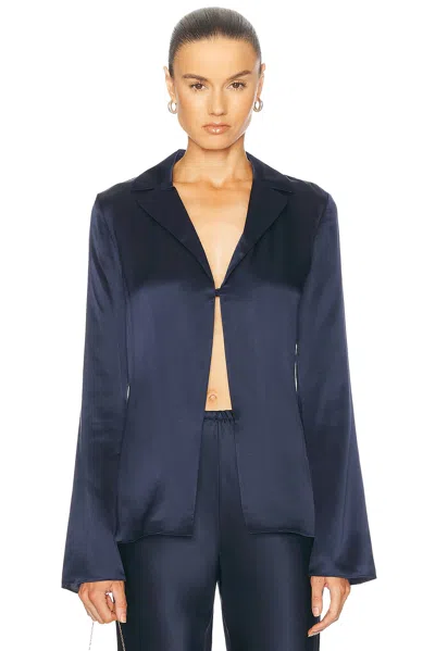 Eaves Gilad Silk Shirt In Navy
