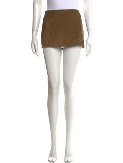 Pre-owned Eaves Goat Leather Mini Skirt W/ Tags In Brown