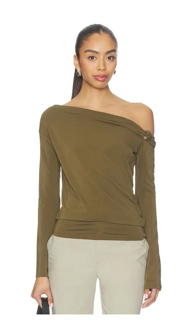 Eaves Jayne Off Shoulder Top In Green