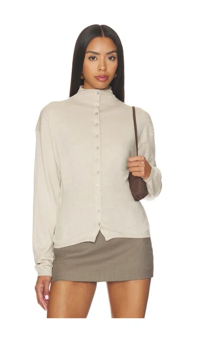 Eaves Kaycey Mock Neck Cardigan In Sandstone