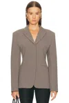 Eaves Keki Cinched Waist Blazer In Gray