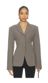 Eaves Keki Cinched Waist Blazer In Gray