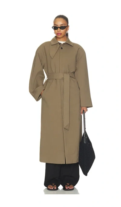 Eaves Keldan Classic Suiting Trench Coat In Dark Khaki