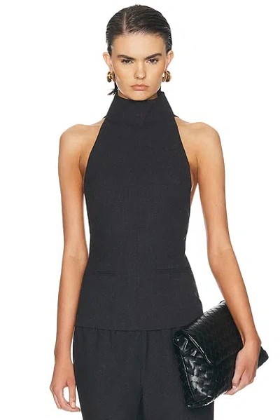 Eaves Keldan Classic Suiting Vest Top In Charcoal Melange