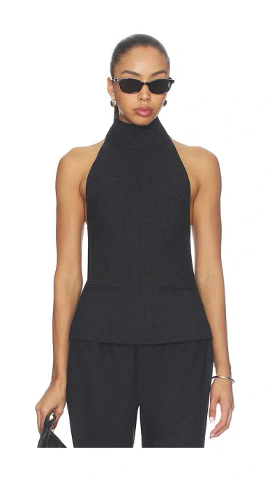 Eaves Keldan Classic Suiting Vest Top In Charcoal Melange