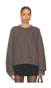 Eaves Laci Cable Crewneck In Brown